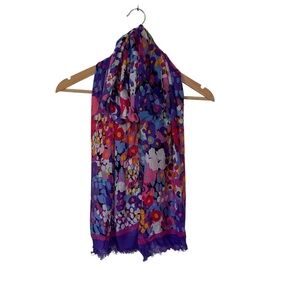 Vera Bradley NWT Floral Colourful Soft Fringe Scarf Impressionista Pink Purple